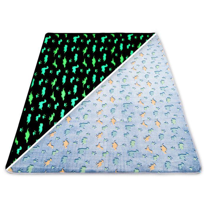 Tapis enfant lumineux 120x160 cm - AMAZINGGIRL - Dinosaure bleu - Antidérapant