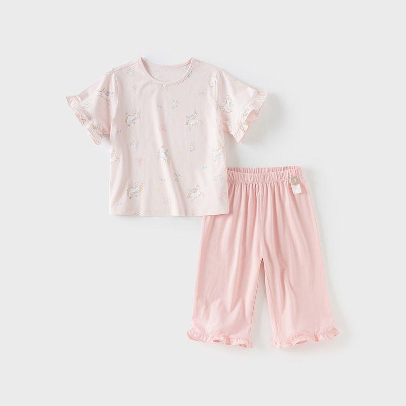 David Bella Girls  Home Wear Set, Big Kids Modal Pajamas, Baby 2026 Summer New Children s Clothing Foundation Print [Ready Stock] 110