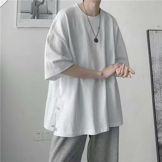 

Мужская модная футболка свободного кроя с короткими рукавами в гонконгском стиле, универсальная и стильная. 5XL белый