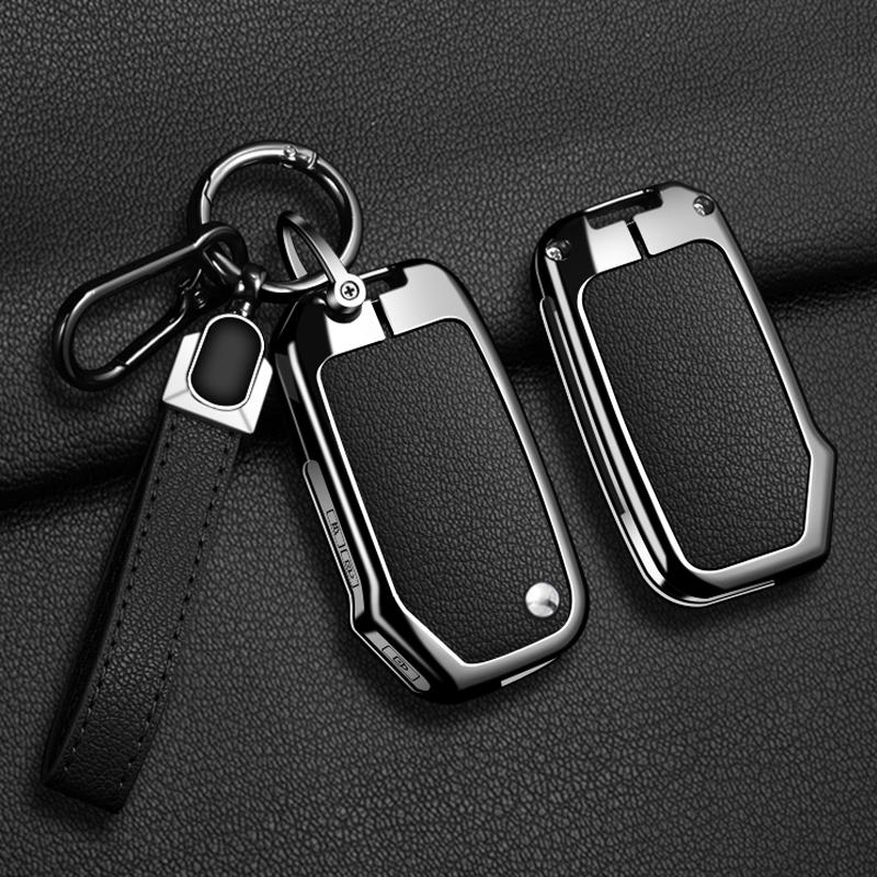 Interior Mouldings Zinc Alloy + Leather Car Key Case Cover For KIA Ceed 2023 CD Forte 2018 2019 2021 Cerato 2019 K3 Gt Seltos Sp