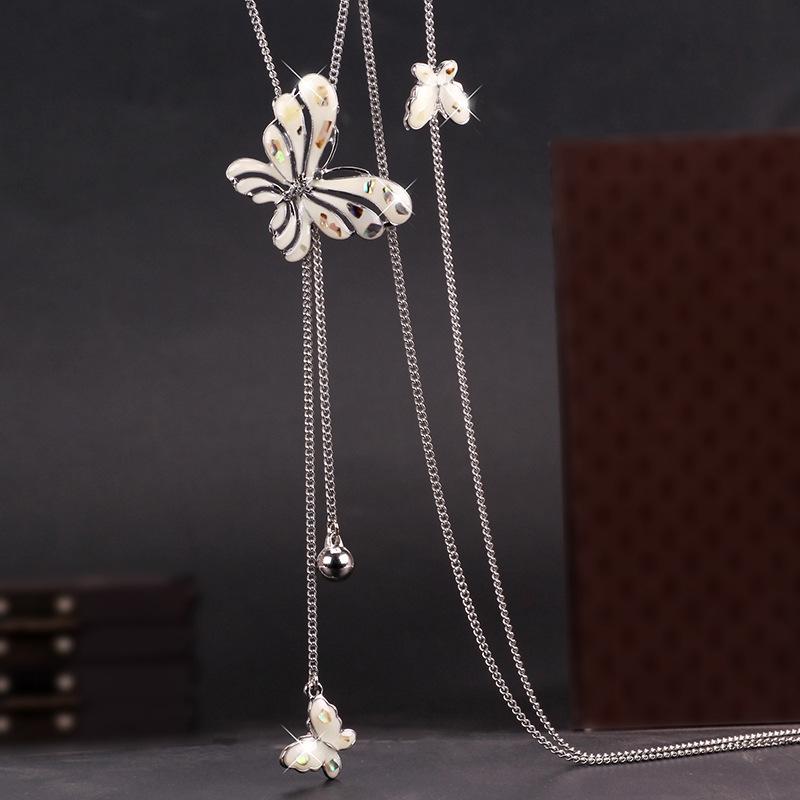 

Unique Design Butterfly Long Necklace For Women Perfect For Everyday Or Events Special Platinum White