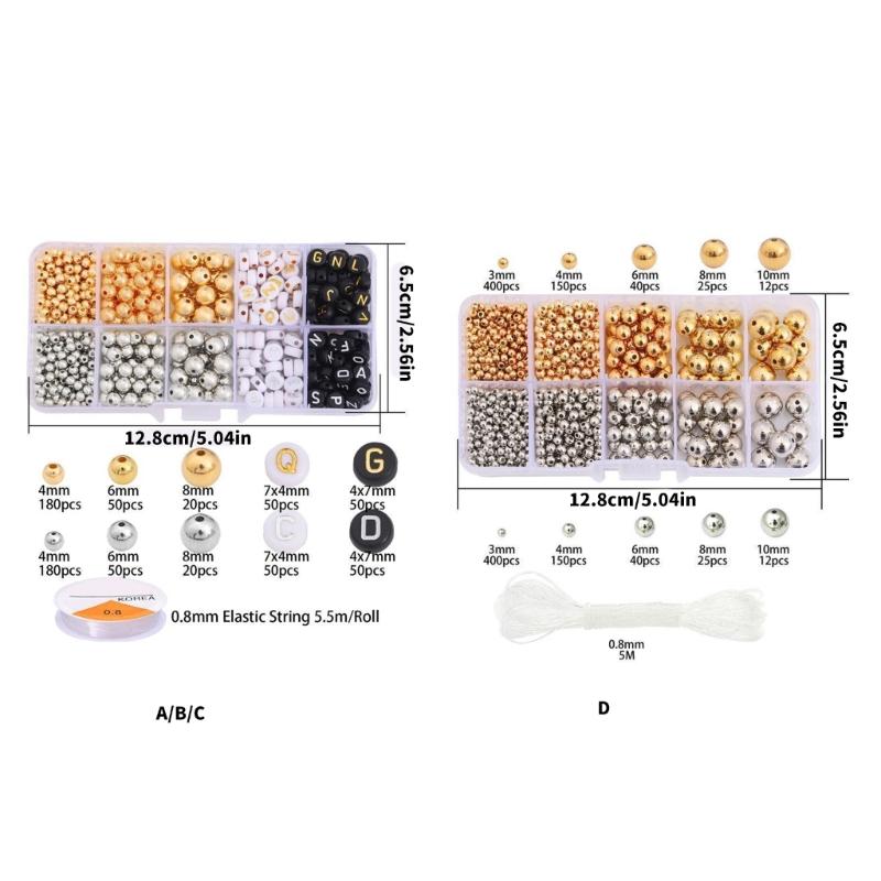 Gold Silver Round Spacer Beads Resin Beads Jewelry Beads DIY Letter Beads for Handmade Craft Project and Jewelry Making