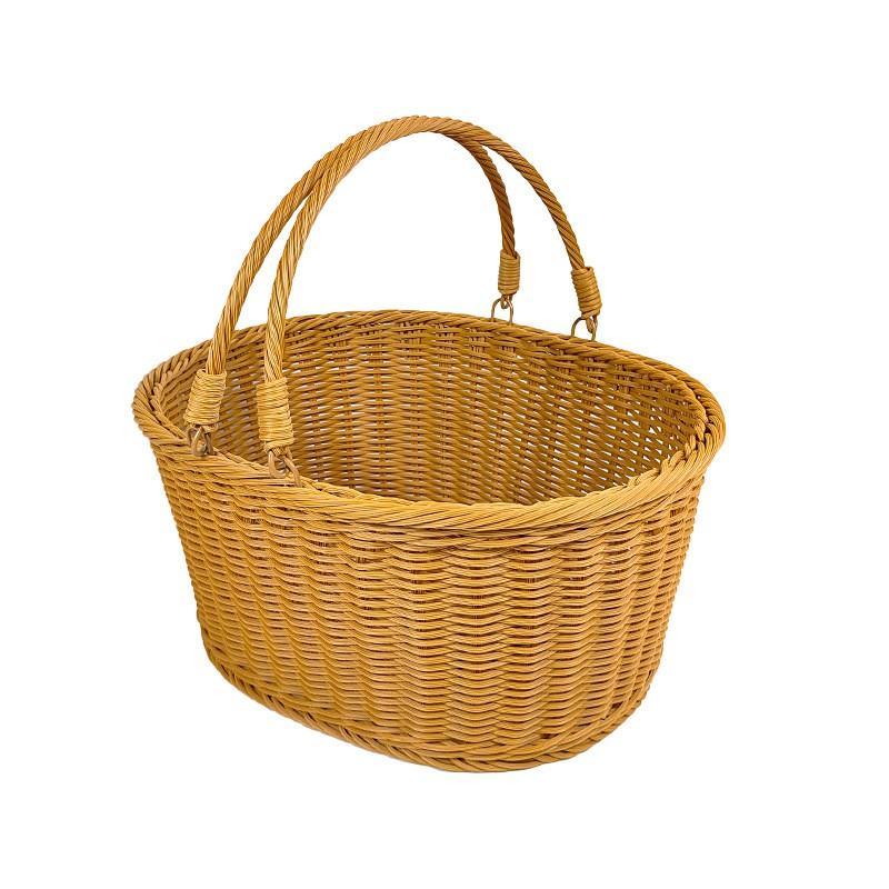 PP Woven Handheld Basket Grocery Picnic Fruit Vegetable Storage Large Small Tea Color