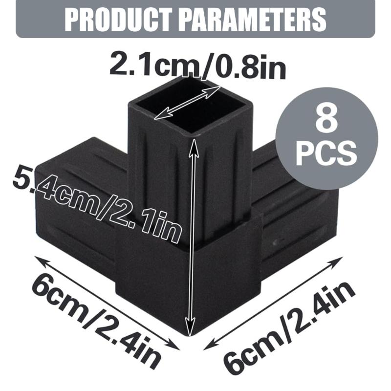 8Pcs Plastic Square Tube Connectors Angle Code Heavy Duty Square Pipe Fittings for Furniture Garden Frames