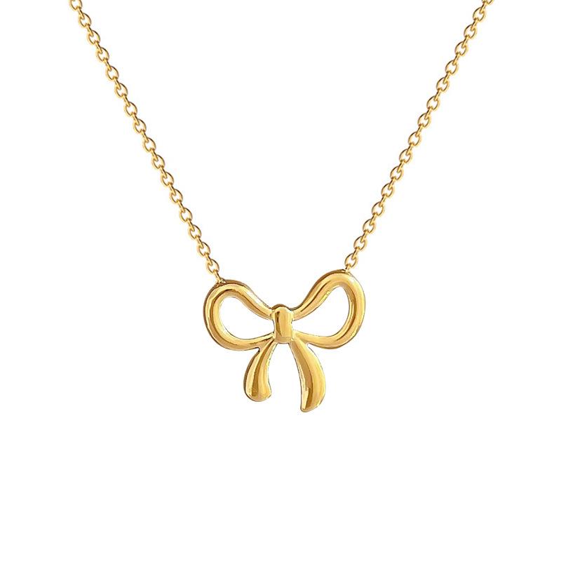 Mori Bow Minimalistischer Ofen Echtgold Halskette Damen Schlüsselbeinkette Accessoires