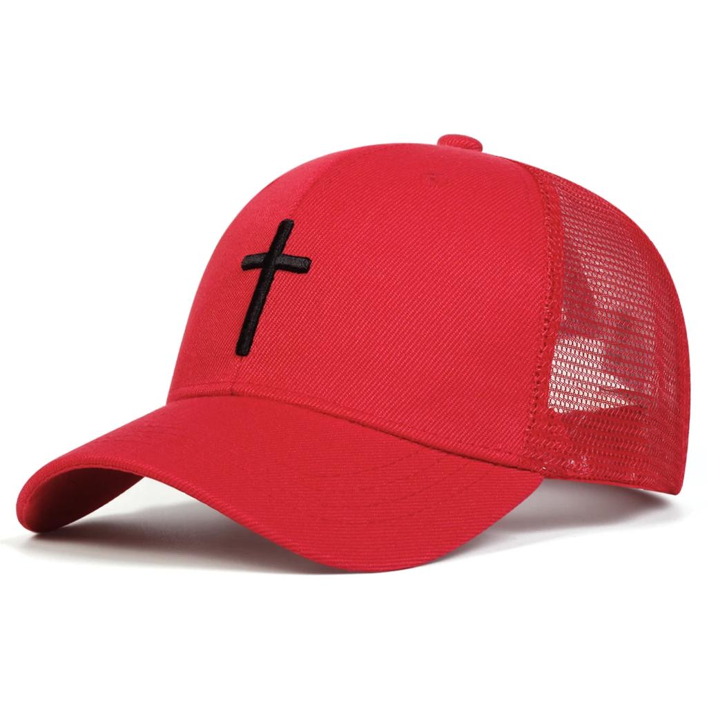Unisex Cross Embroidery Baseball Net Caps Hip Hop Cap Spring Summer Outdoor Adjustable Casual Hats Sunscreen Hat Sports Cap