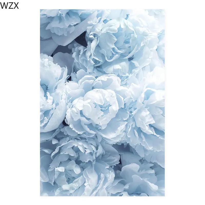 Modern Islamic Allah Muslim Wall Art Blue Peony Flower Pictures Canvas Painting Prints And Posters Islam Home Decor Posters