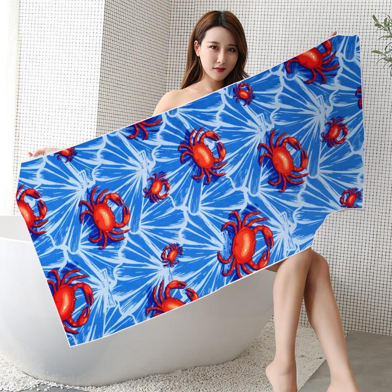 Ultrafine Microfiber Beach Towel Large Size Quick Dry Absorbent Digital Print Swim Cover Up Sun Protection Women Men Kids Pool Travel