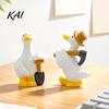 Pastoral Micro Landscape Decor Mini Garden Duck Figurine, Cute Farm Dolls, Small Desktop Resin Figures Car Dashboard Figurines, Ornaments for