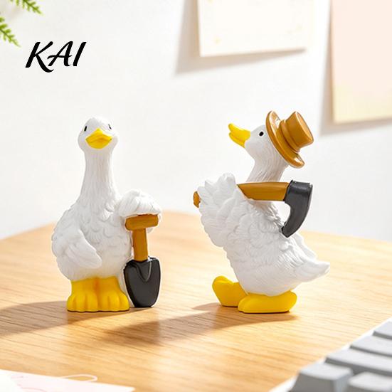 Pastoral Micro Landscape Decor Mini Garden Duck Figurine, Cute Farm Dolls, Small Desktop Resin Figures Car Dashboard Figurines, Ornaments for