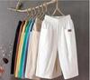 Damen Sommer Baumwolle Leinen Caprihose - Lockere Passform, Übergröße, Elastischer Bund, Schmales Bein, Haremstil, Vielseitig und lässig.