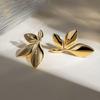925 Silver Needle Korean Fashion Leaf Flower Earrings For Women Metal Earings Jewelry  Trending Women's Golden Color Earring