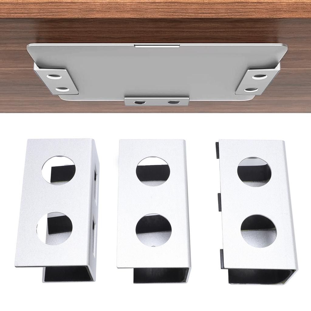 Under Desk Laptop Mount Aluminum Alloy Metal Under Desk Shelf Device Holder with Anti Scratch Silicone for Laptop TV Box