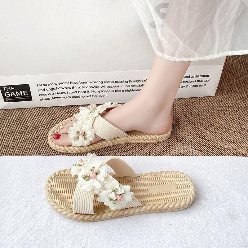 Flat Woman Slippers Outside On Beach Shoes for Women Flowers Sandals Cheap Liquidation Unique Slides Slip-resistant 39 Shoe Sale
