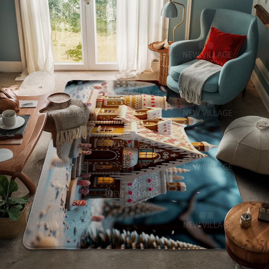 House Entrance Carpet Home Door Mat Living Room Bath Foot Bathroom Non-slip Water Absorption Rugs Bath Merry Christmas Winter