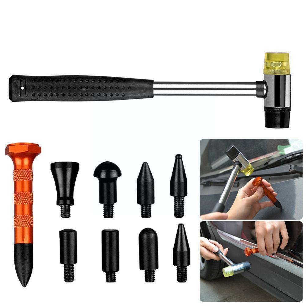 Auto Body Dent Repair Tool 8 Parts Head Car Dings Tabs Down Repair Puller Nylon Dent Repair Pen Hammer Set Car Body Repair Tools