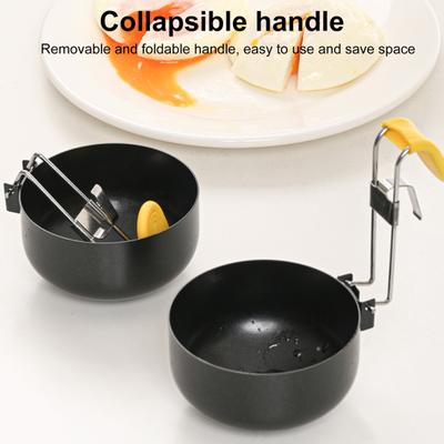 1/2Pcs Egg Cooker Ring Set Large Capacity Egg Molds with Removable Handle Non-Stick Silicone Cover with Oil Brush for Pancakes Omelets