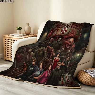 1pz Coperta in Flanella con Fantasia Resident Evil Adatta a Tutte le Stagioni Per Arredamento Casa Calore e Comfort Regali Regalo Festivo
