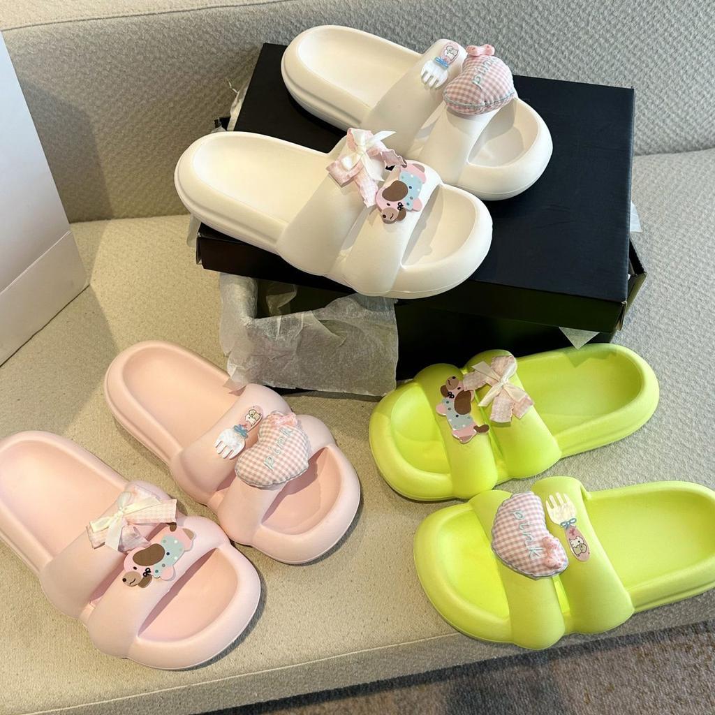 Fashion Versatile Thick-bottomed Non-slip Cool Slippers Women's 2025 Summer New Sweet and Cute Bow Slippers Women's Outer Wear