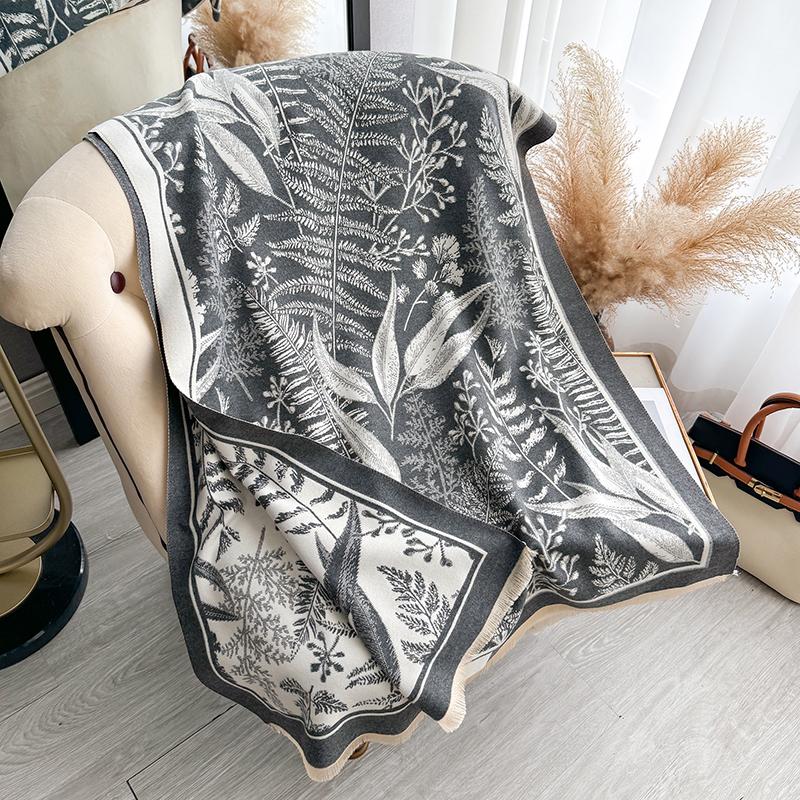 Women Winter Luxury  Cashmere Plant Pattern Scarf Thick And Warm Long Shawl Bandana Pashmina Muffler Blanket Bufanda