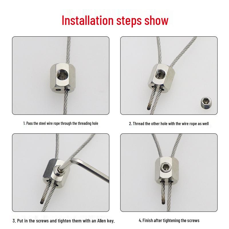 Adjustable Double-Headed Steel Wire Rope Hanger with Buckle Fastener for Lighting and Picture Hanging