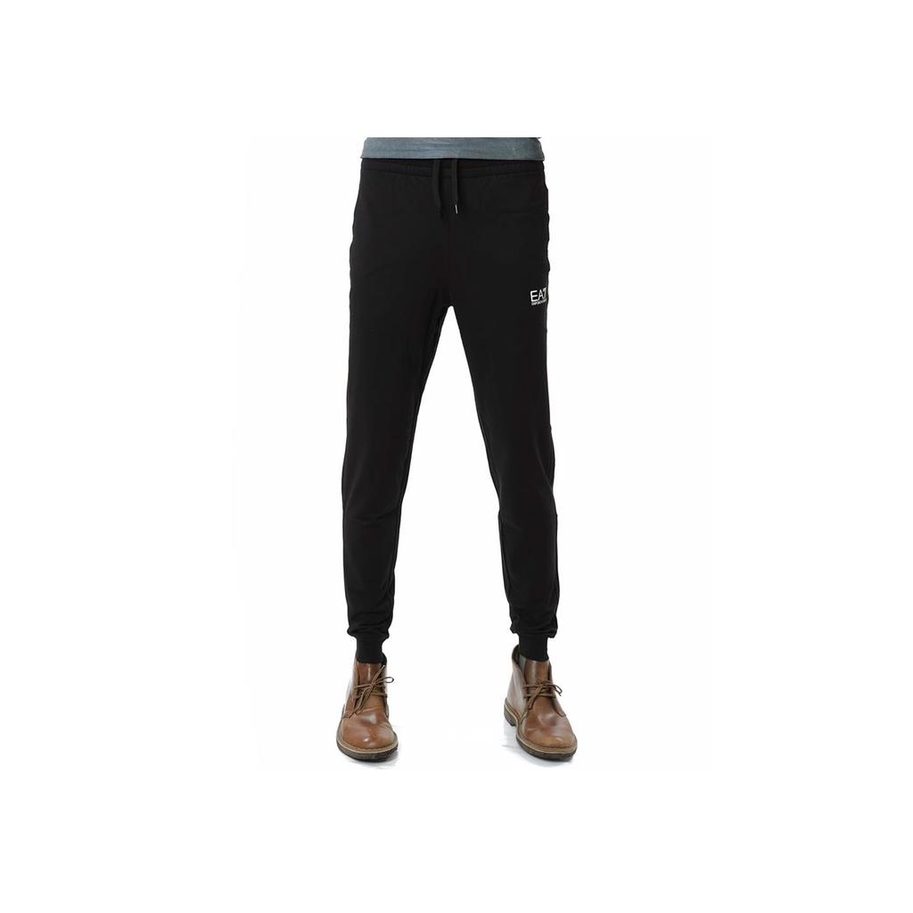 Emporio Armani EA7 FW24 Core Identity Series Solid Logo Print Cuffed Knit Joggers Men Bottoms Black 8NPP66-PJVRZ-1200