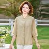 Women's Mid-Aged Summer 3/4 Sleeve Embroidered Blouse