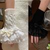 Women Gothic Lace Stretch Wrist Cuffs Knitted For Wedding Party Y2K Sleeve Wrist Cuffs Ruffled Lace