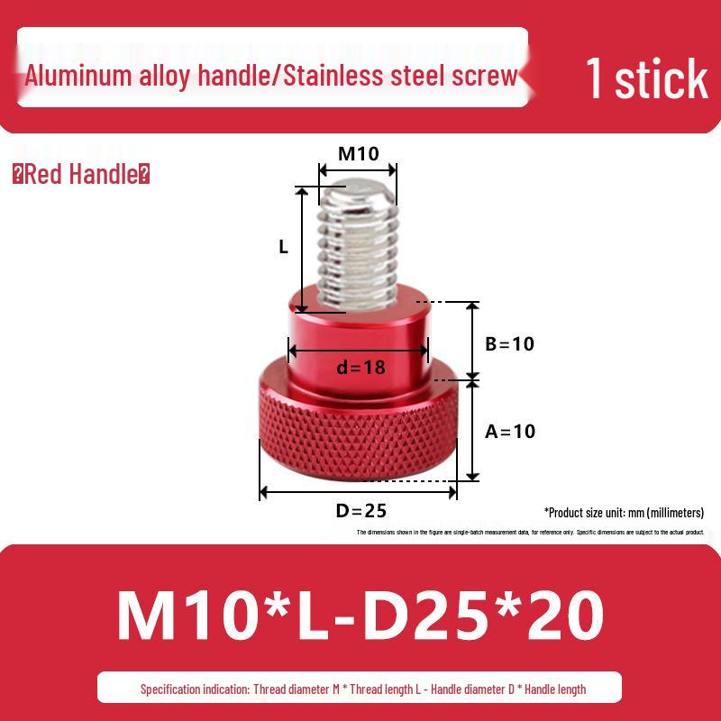 M10 Knurled Flat Head Aluminum Handle Stainless Steel Hand-Tightening Screw with Shoulder Adjustment Bolt