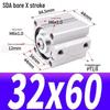 SDA Mini Pneumatic Cylinder, High Thrust, Thin Type, Bore Sizes 20/25/32/40/50