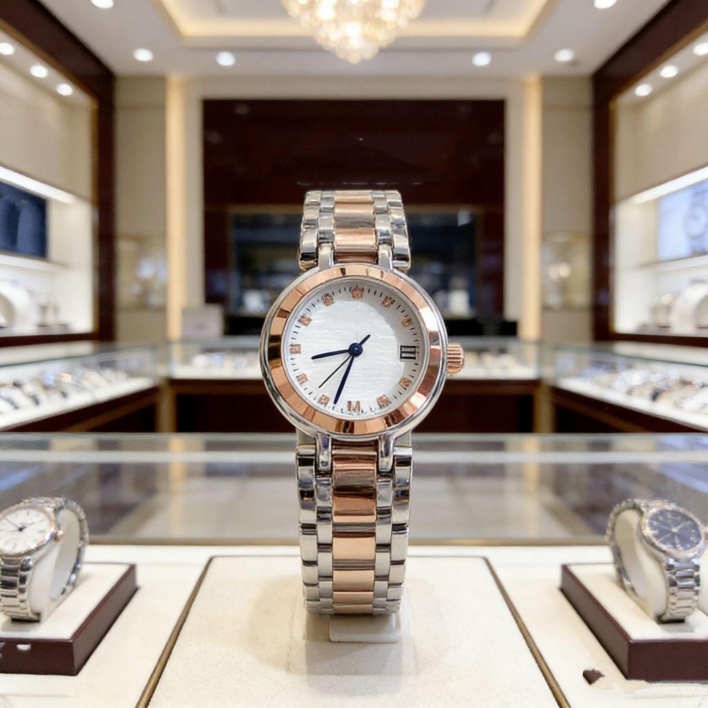 "Heart Moon Series Women's Quartz Watch with Steel Band and Roman Shell Diamond Dial"