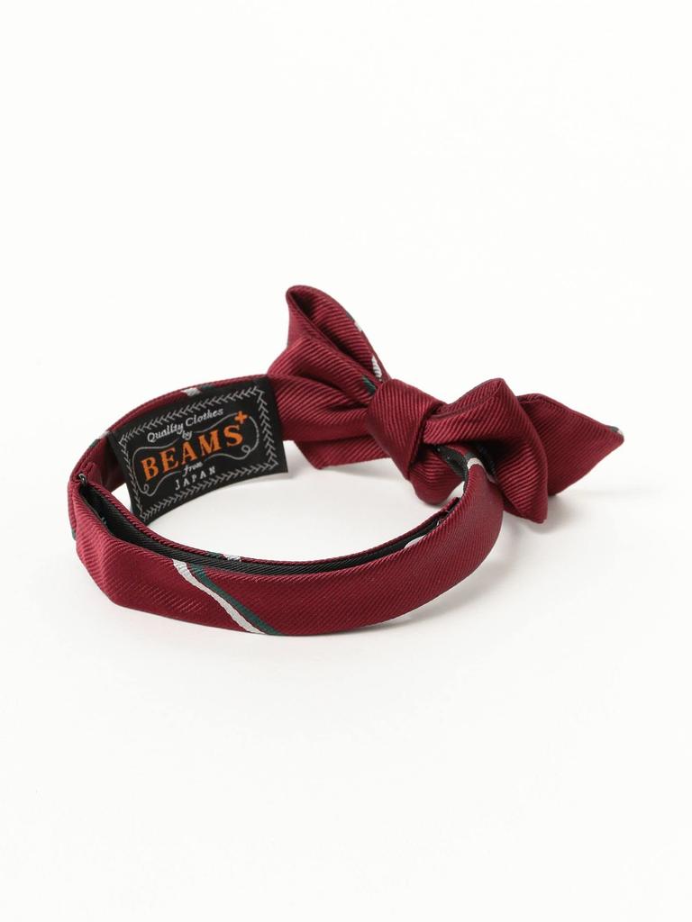 [BEAMS PLUS] Silk Wide Regimental Tie Bow Tie for Men, Wine Free, 38440090107