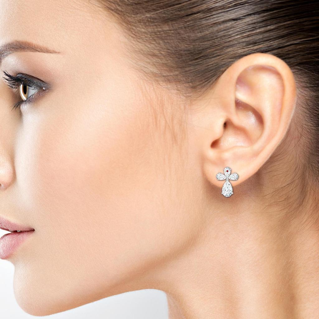 Kicky & Perky 925 Sterling Silver Teardrop Shape Moissanite Stone Studded Earring Jewelry For Women