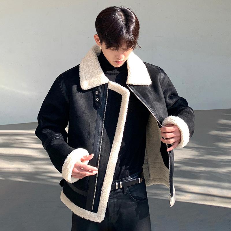 Cotton Coat Men's Korean Style Winter Suede Cotton Coat Trendy Loose Thickened Fur One-piece Lamb Wool Coat
