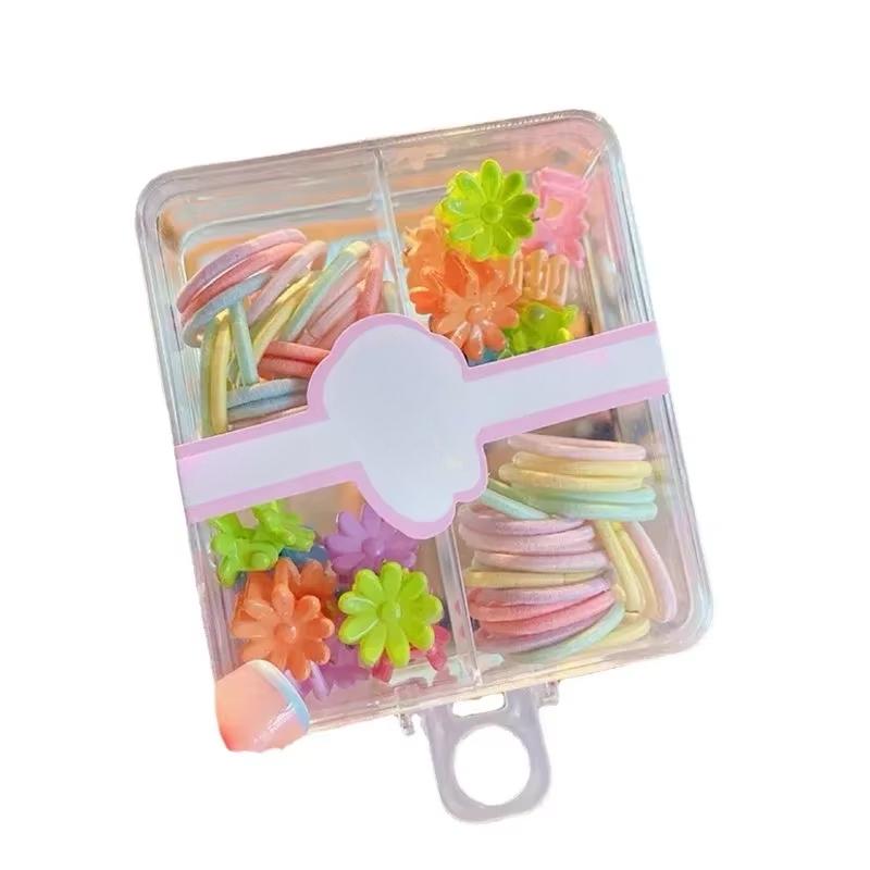 

Мини 40 шт. эластичных резинок для волос и 14 заколок для волос, новая мода для маленьких девочек, милые кавайные аксессуары для волос, коробка с подарками на Новый год