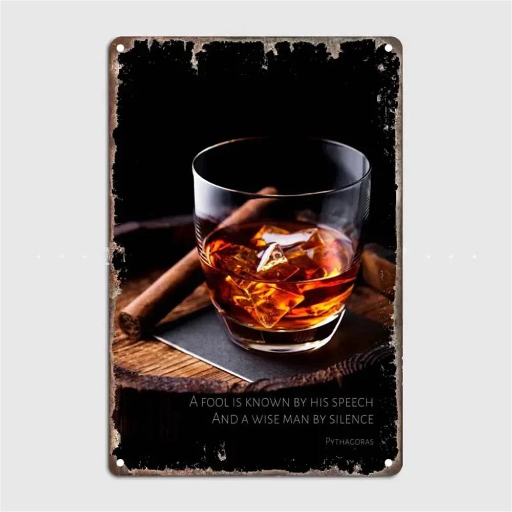 Vintage Whiskey Cigar Poster Metal Tin Sign Plaque Retro Decorative Plates For Garage Club Man Cave Bar Hotel Cafe Wall Decor