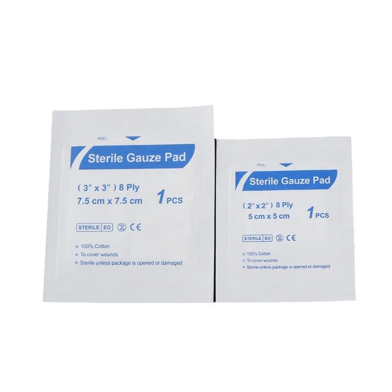Individually Packaged 5cm First Aid Cotton Gauze Pads - 7.5x7.5cm