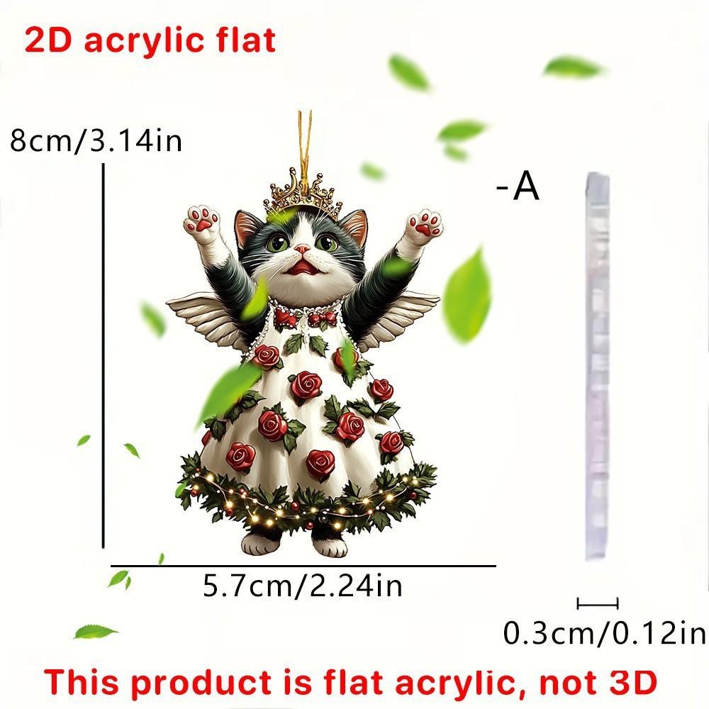 Car Rearview Mirror 2d Cat Hanging Pendant  Animal Shape Ornaments Backpack Accessories Cretive Adorns Decorative Decor for Car