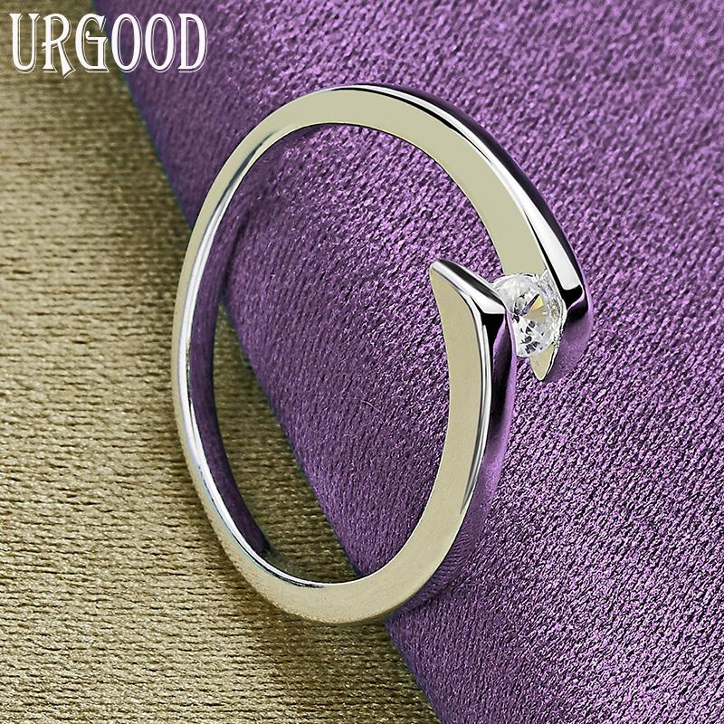925 Sterling Silver Charm AAA Zircon Ring Fashion Gift Party Jewelry