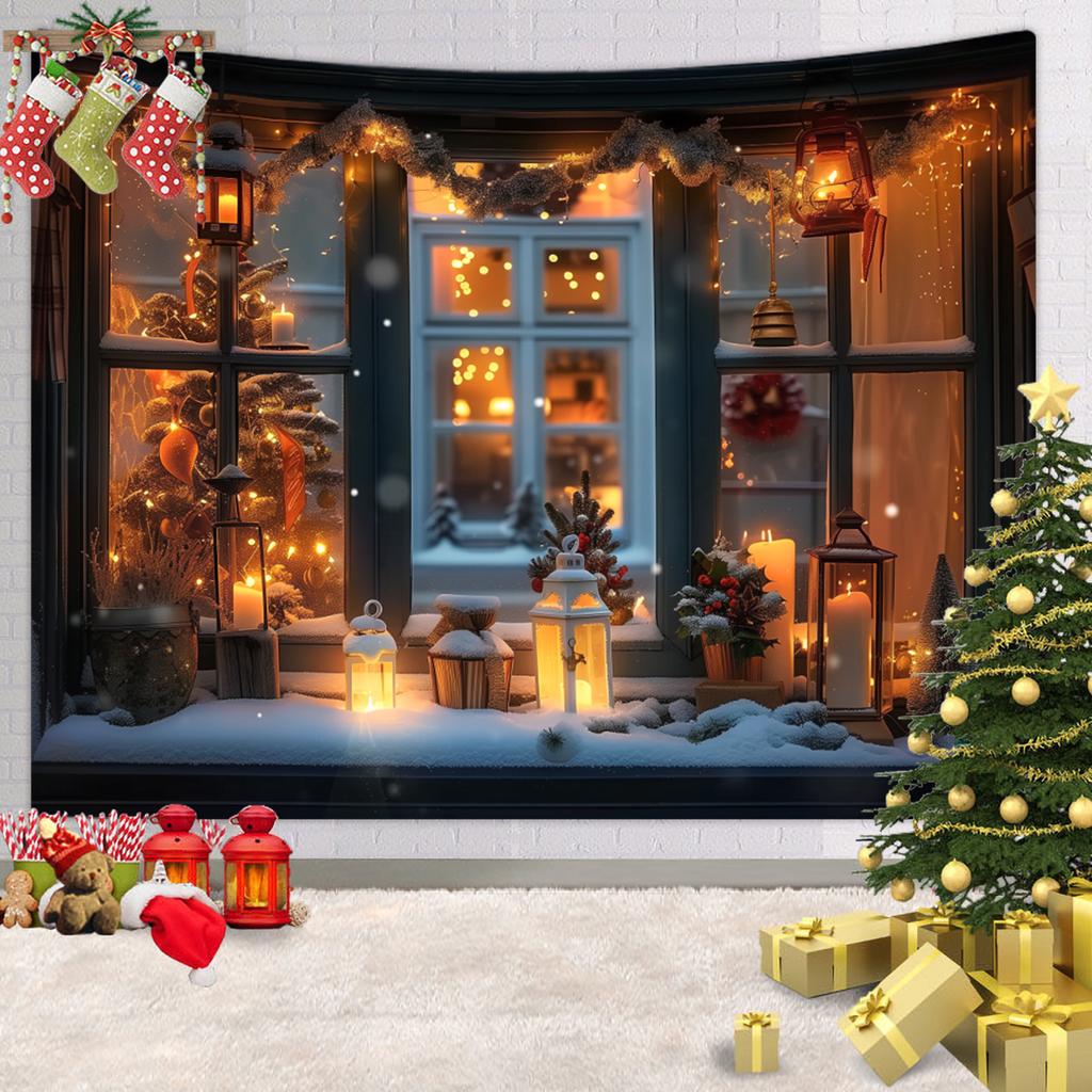 1pc Christmas Decoration Poster Tapestry, Christmas Tree Snow Scene Decoration Photography Background Banner