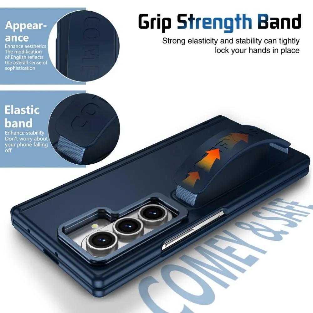 Busine Sle Multifunctional Lens Holder with Wristband Tempered Glass Film Case for Samsung Galaxy Z Fold 7 6 5 4 3 Protect Cover