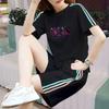 Women's Korean-Style Summer White Loose Plus Size Short Sleeve T-Shirt & Shorts Set