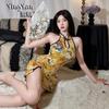 Sexy Lingerie, Sexy Retro Printed Cheongsam, Tempting Ancient Style, Slim-fitting, Split-ended Hip-wrapped Uniform
