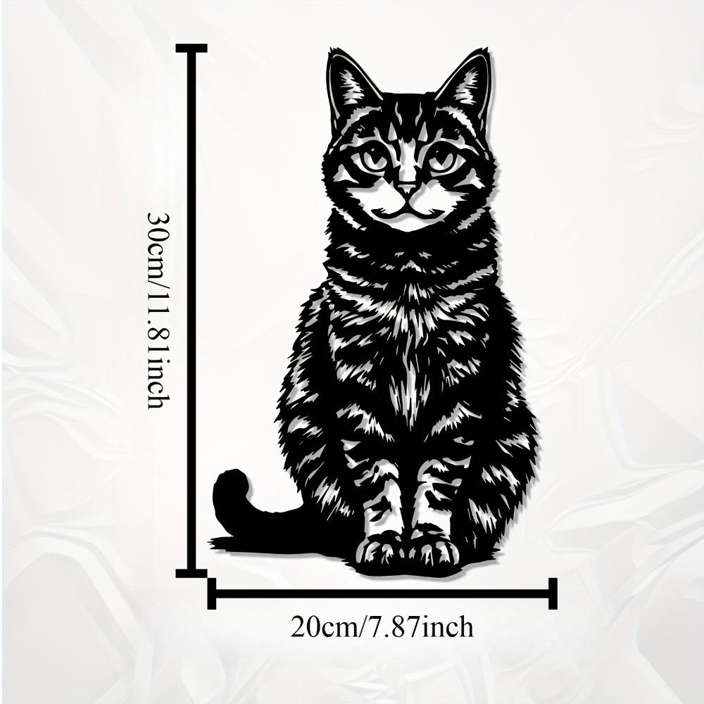 

Cat Metal Wall Art, Rust Resistant Sculpture for Indoor Outdoor Fence Decor, New Year Christmas Gift for Cat Lovers 12in