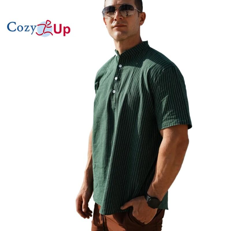Y2k Short Sleeve Shirt Men's Cotton and Linen Stand Collar Short-sleeved Shirt