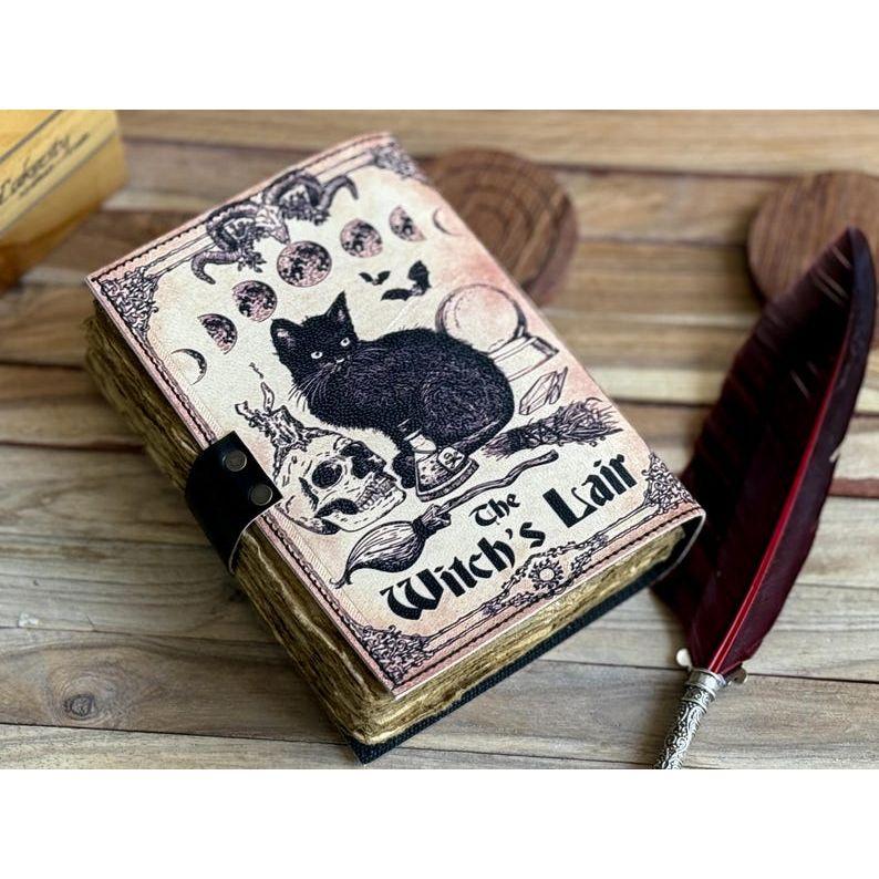 Ledertagebuch Zauberer Katzenbuch Blanko Magik Notizbuch Buch der Schatten Wicca Pagan Grimoire Buch für Reisen Skizzieren bestes Geschenk