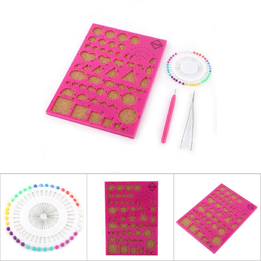 Paper Craft Template Board   Tweezer   Pins   Slotted Pen Quilling Tools Kit (Blue)