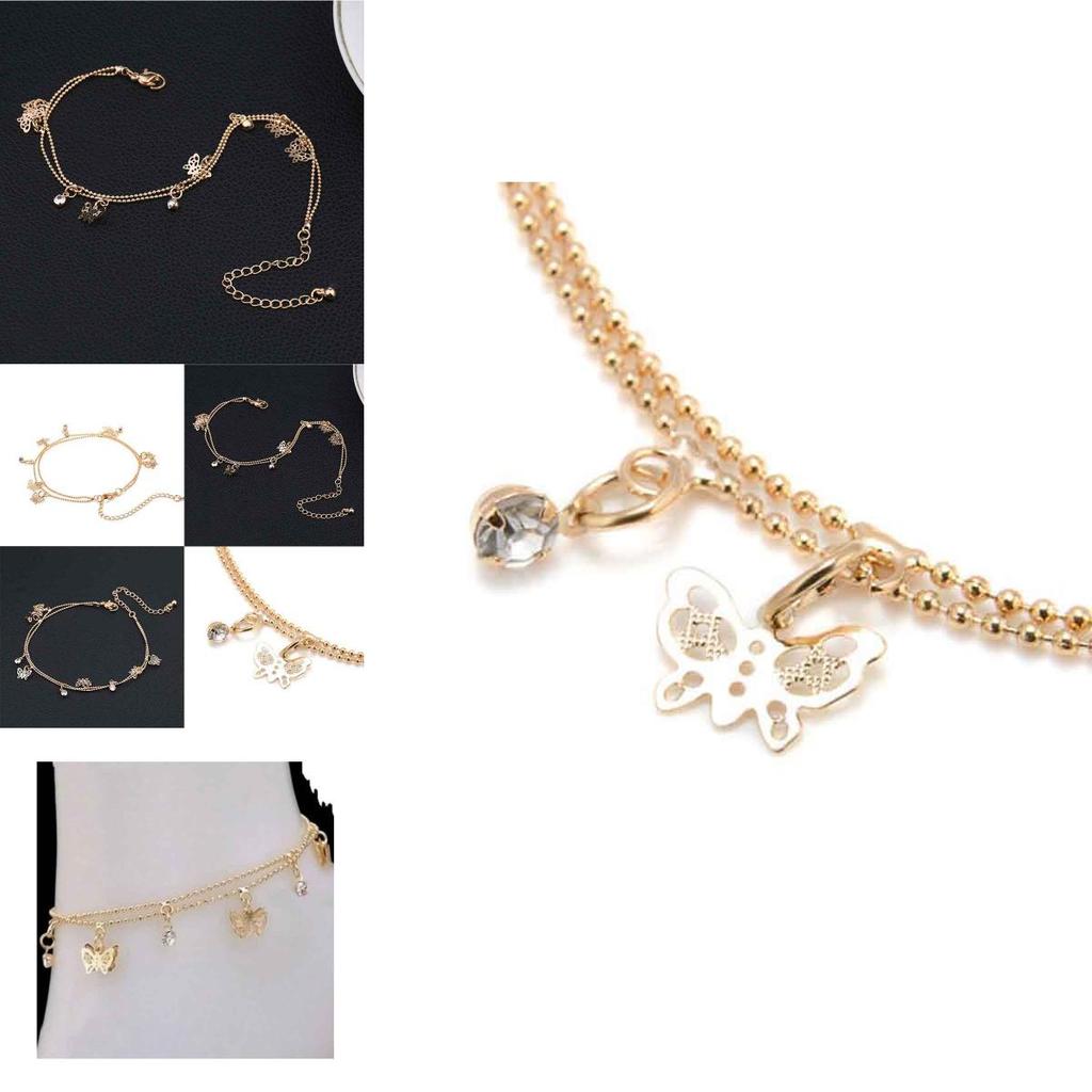 Elegant Womens Gold Plated Butterfly Charm Anklet Bracelet For Beach Outings