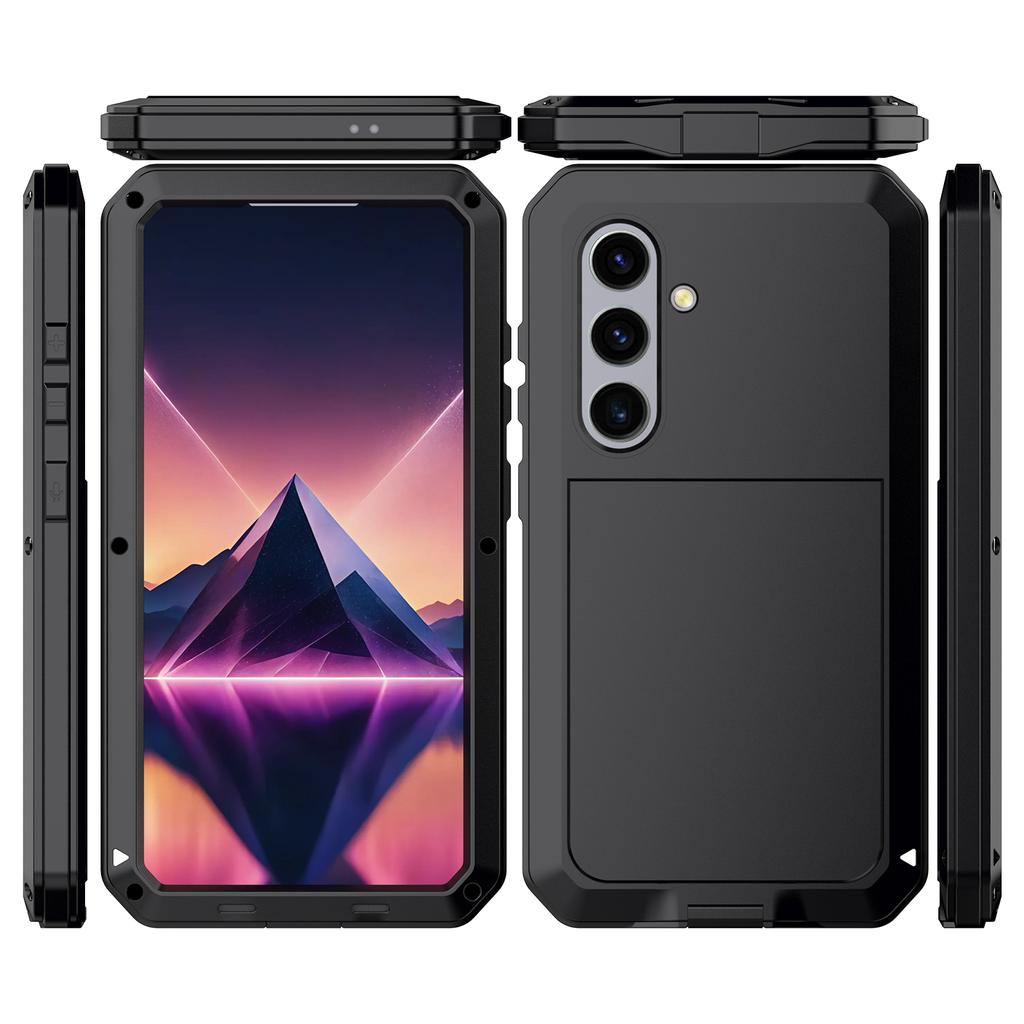 Pour Samsung Galaxy S24+ Coque Silicone+Métal Anti-chute Housse de Téléphone avec Film en Verre Trempé