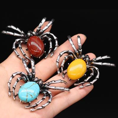 Broche feminino pedra natural pingente em forma de aranha para fazer jóias diy colar pulseira roupas camisas acessório